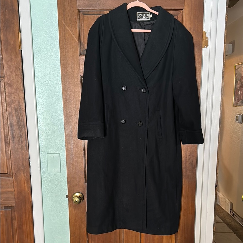 Black Double-Breasted Coat by Spencer Douglas
